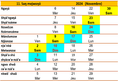 Fʉ̀’ njӱό (Calendrier Ngiembↄↄn)